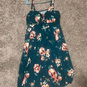 Torrid Teal Floral Midi Dress